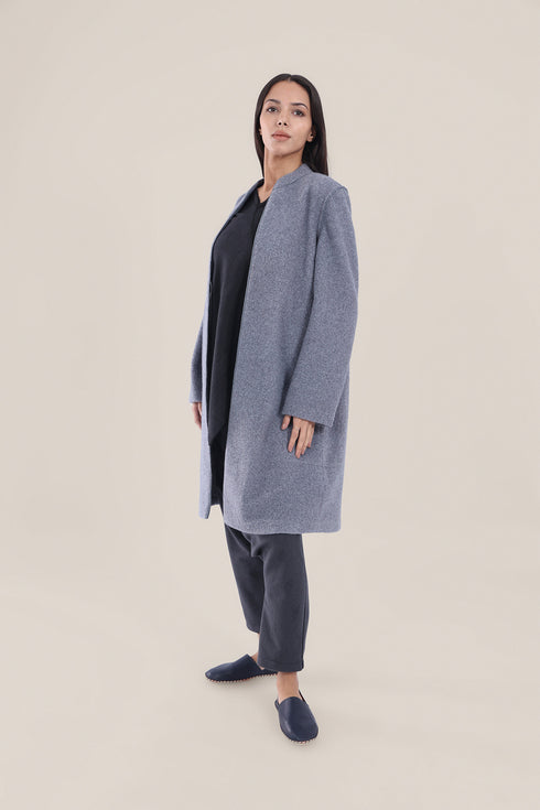 Short coat in furry wool blend